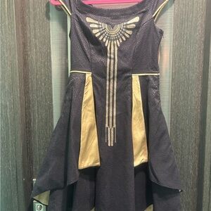 Seraphina Fantastic Beasts Black and Gold Sleeveless Dress - Size S